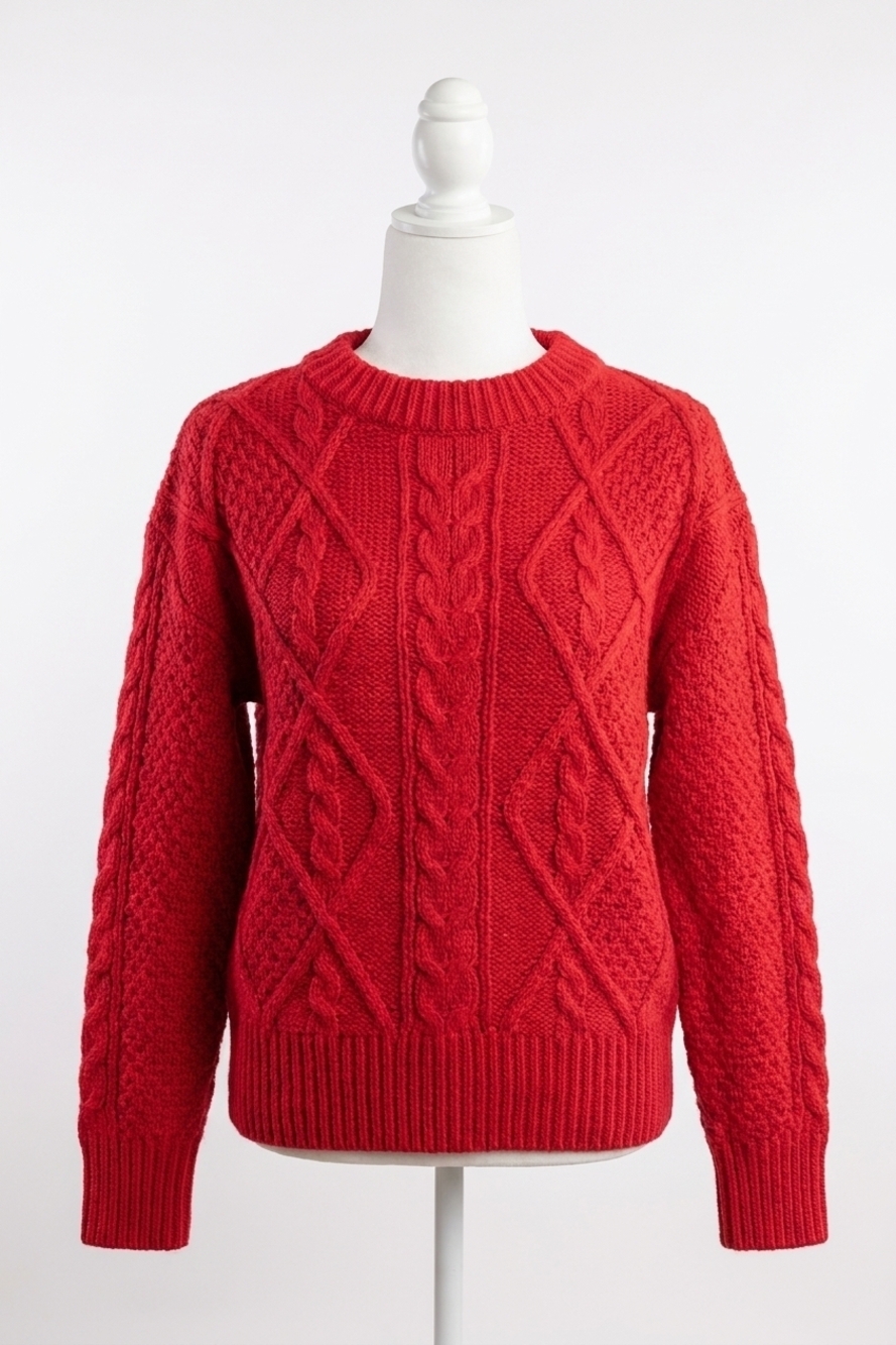 NEW DRESS FORUM rosecrans cable knit sweater in red